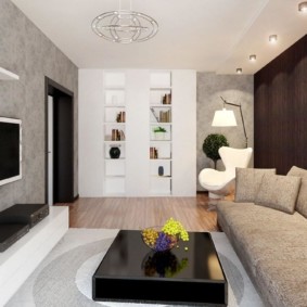 úzký obývací pokoj v bytě foto