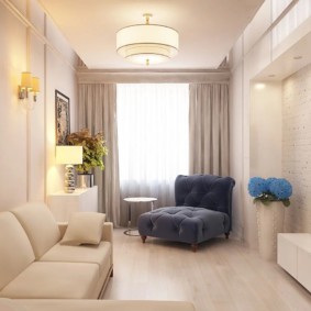 úzký obývací pokoj v bytech designové nápady
