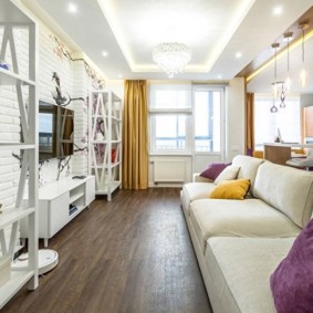 úzký obývací pokoj v bytě interiéru nápady