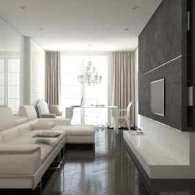 úzký obývací pokoj v bytě interiéru nápady