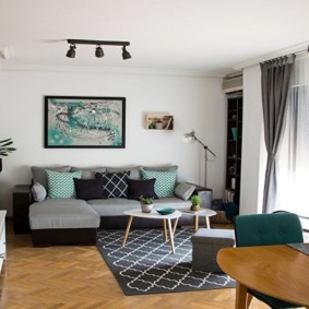 úzký obývací pokoj v bytě dekorace nápady