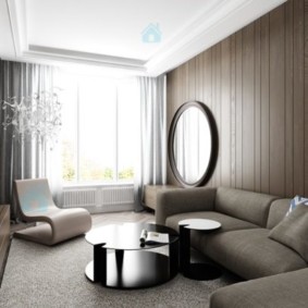 šaura dzīvojamā istaba dzīvokļa dizainā