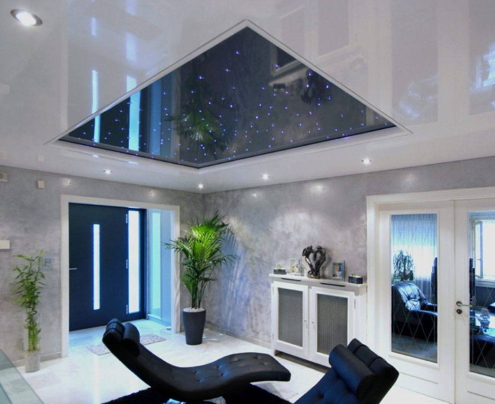 Starry sky on a stretch ceiling canvas