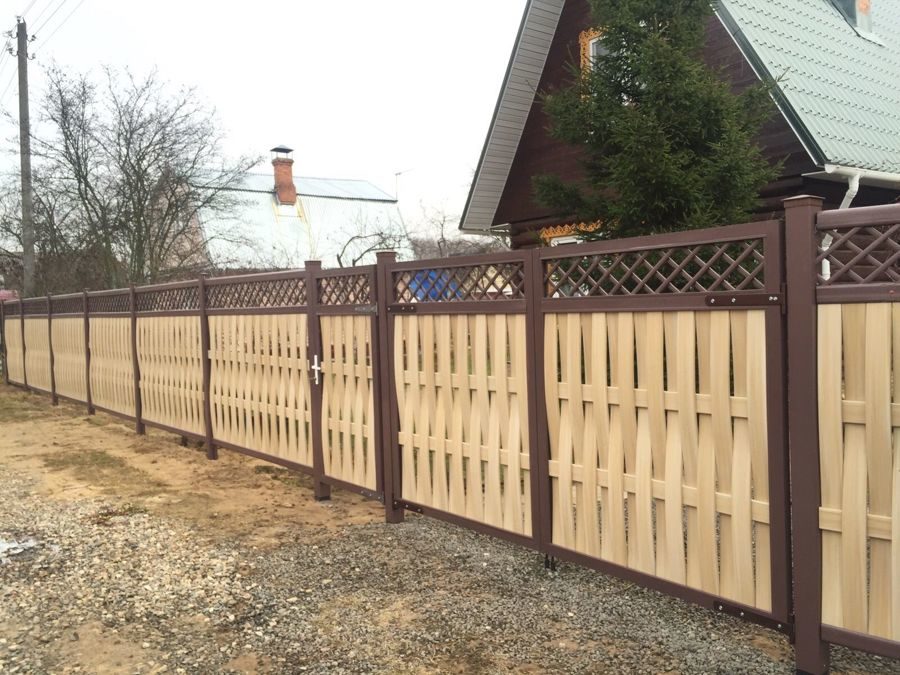Brown and beige PVC fence