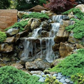 Cascading waterfall in a summer cottage