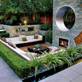 Relaxation area in a modern style garden