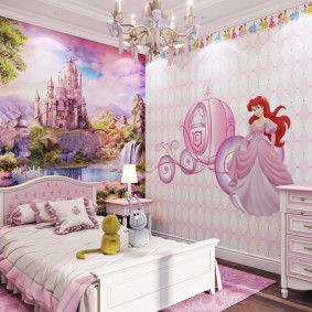 Bức tranh tường trên tường trong phòng ngủ của trẻ em