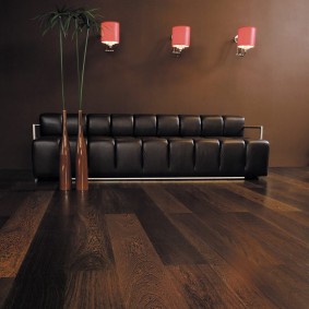 Dark brown leather sofa