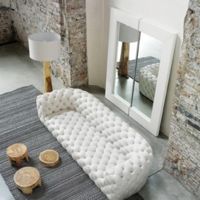 White upholstered sofa