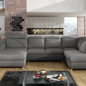 Gray fabric upholstered sofa