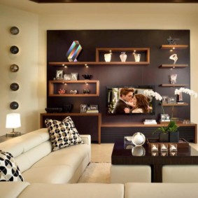 Brown accent wall highlighting