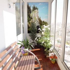 Garden bench on a comfortable balcony