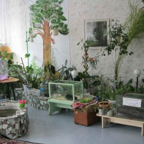 Winter garden with aquariums in the living room
