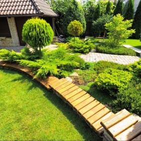 Garden path made of wooden elements