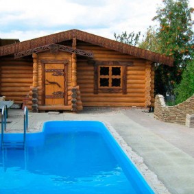 Log bath with summer pool