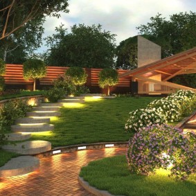 LED lommelykt i en hage i moderne stil