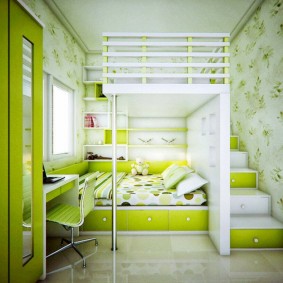 Çocuk odası için yeşil mobilya