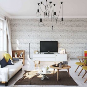 Bright room with brickwork