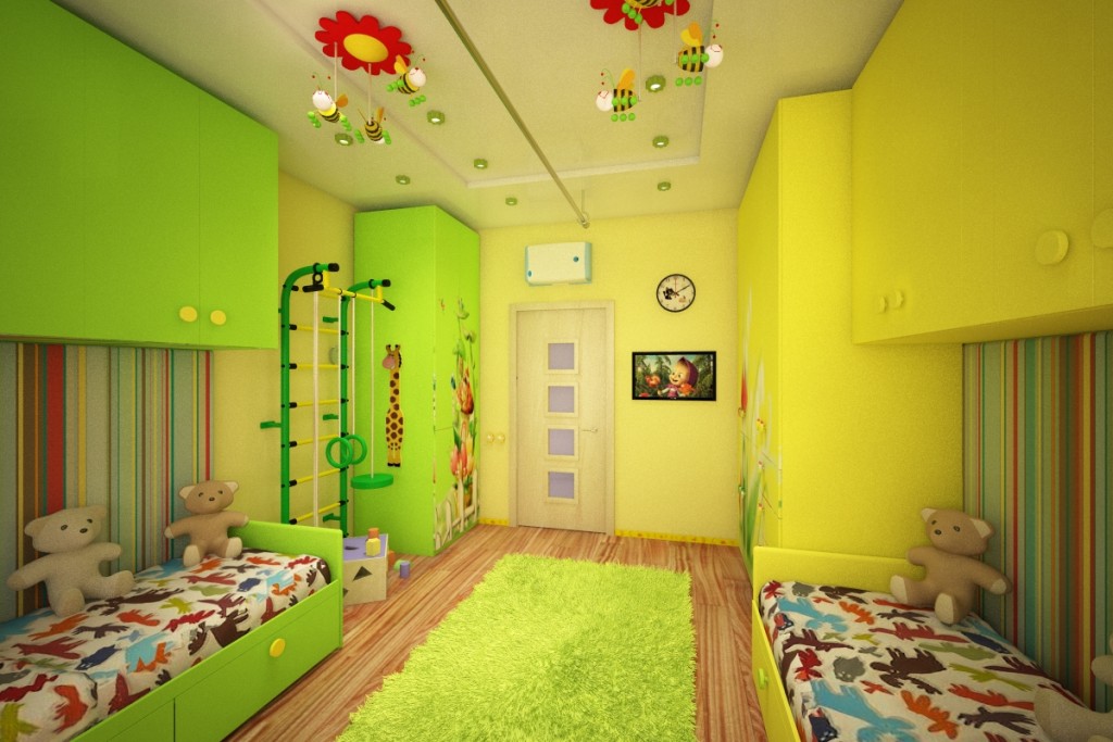 עיצוב חדר ילדים עם תקרה משולבת