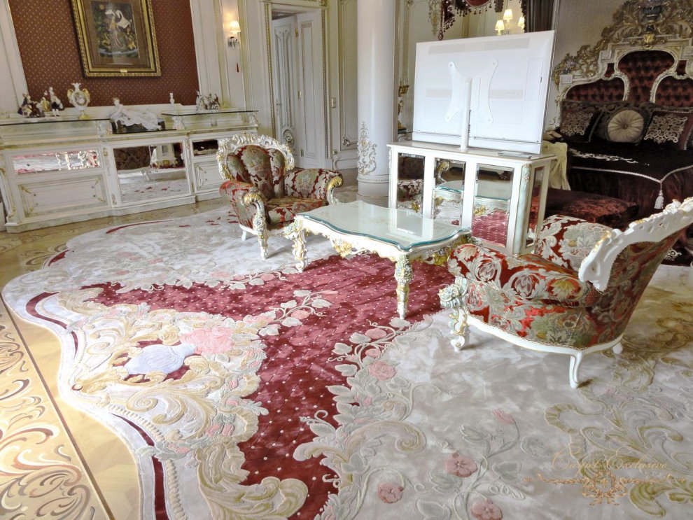 Beau tapis au sol du salon dans un style classique