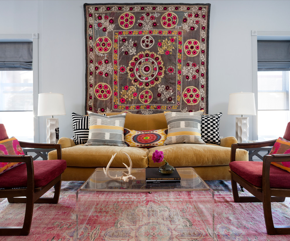 Old carpet in ethnic style living room
