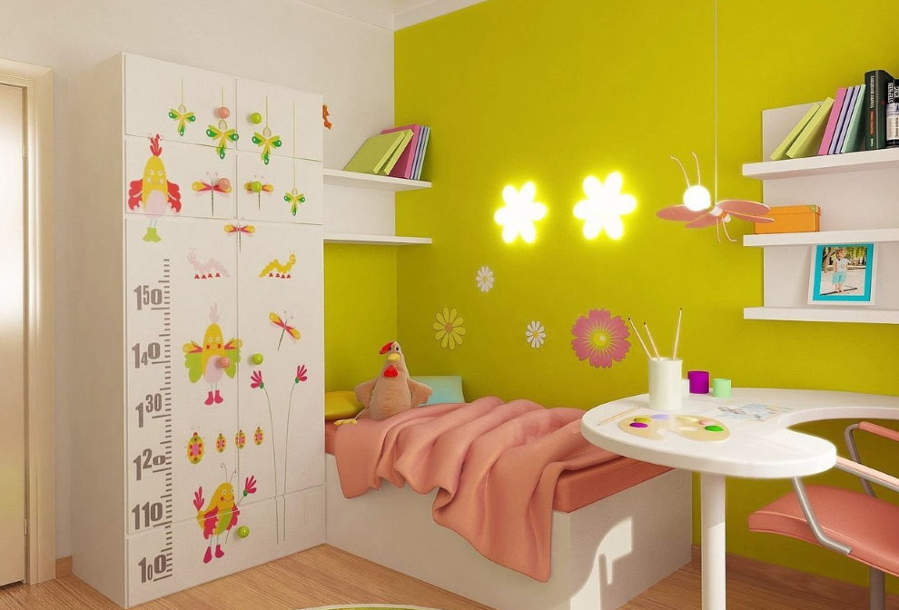 تصميم غرفة نوم للأطفال مع جدران مطلية