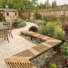 Solid wood garden bench