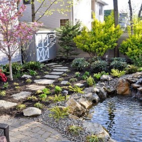 Rock garden with a small pond