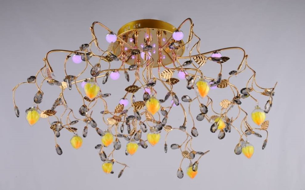 Chandelier with halogen lamps for a room with a stretch ceiling