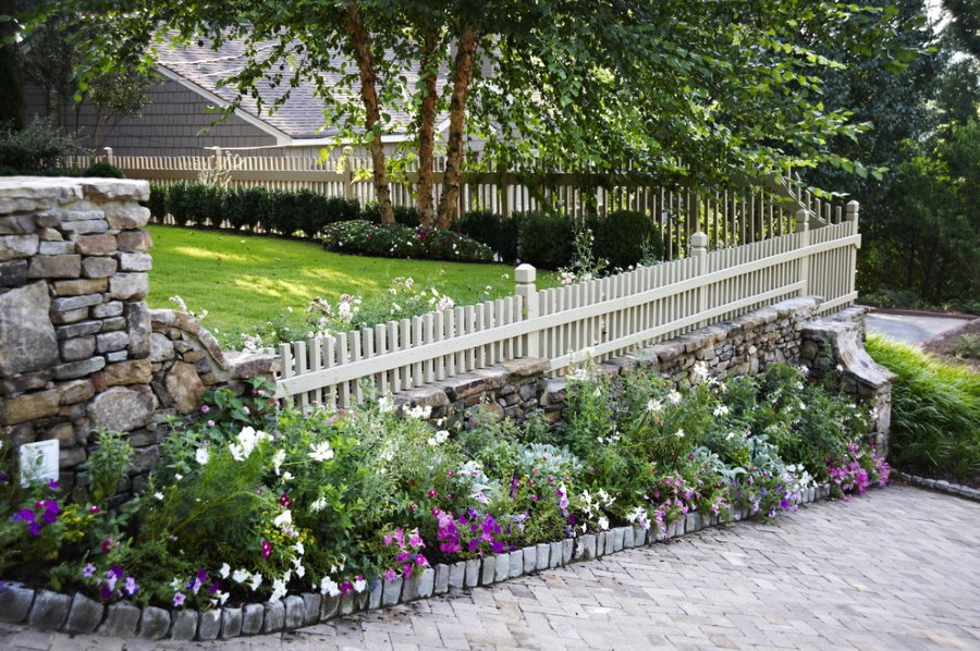 Wooden fence made of natural stone