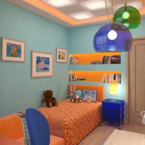 لهجات زرقاء في تصميم غرفة لصبي