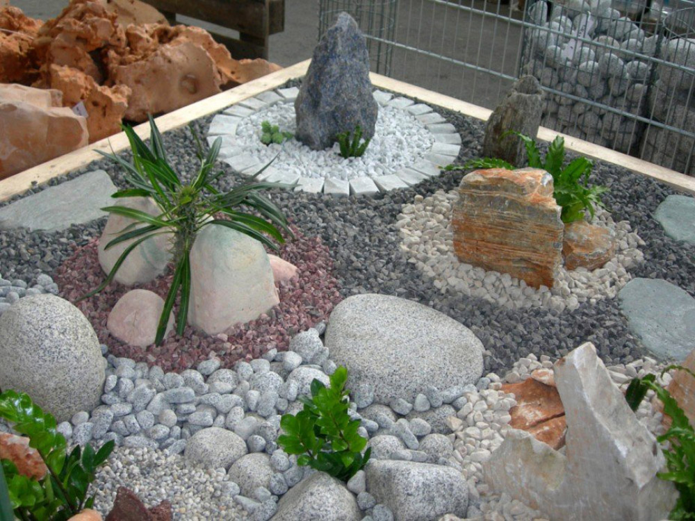 A small rock garden on the site behind the house