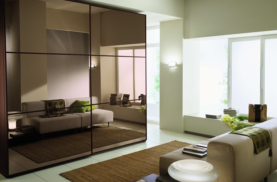 Wardrobe in the interior of a modern living room