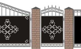 Drawing of a metal gate with forged elements