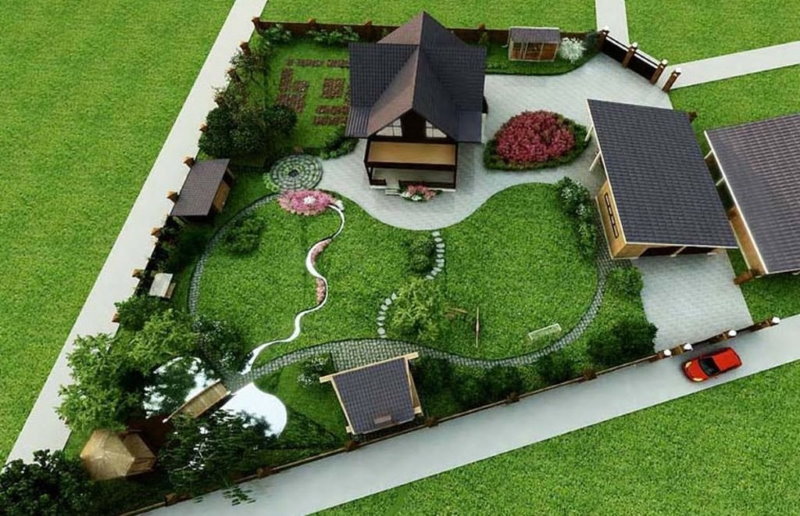 Khoanh vùng một khu vườn với một nhà để xe và một đơn vị tiện ích