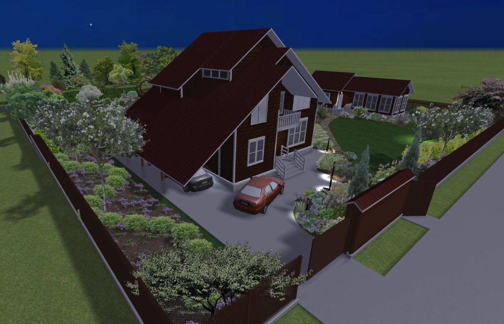 Ready 3d project of a summer cottage area of ​​10 acres