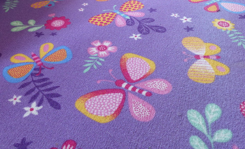 פרפרים צבעוניים על שטיח ילדים