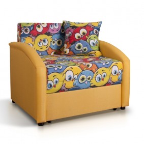 Upholstered chair with extra pillows