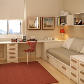 Built-in sofa with drawers