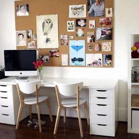 White table with drawers