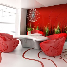 Red high-tech lounge chairs