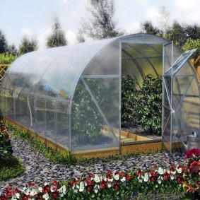 Polycarbonate greenhouse at the cottage