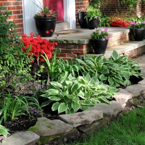flower bed made of stone options photo