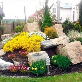 flower beds with stones do-it-yourself photo decor