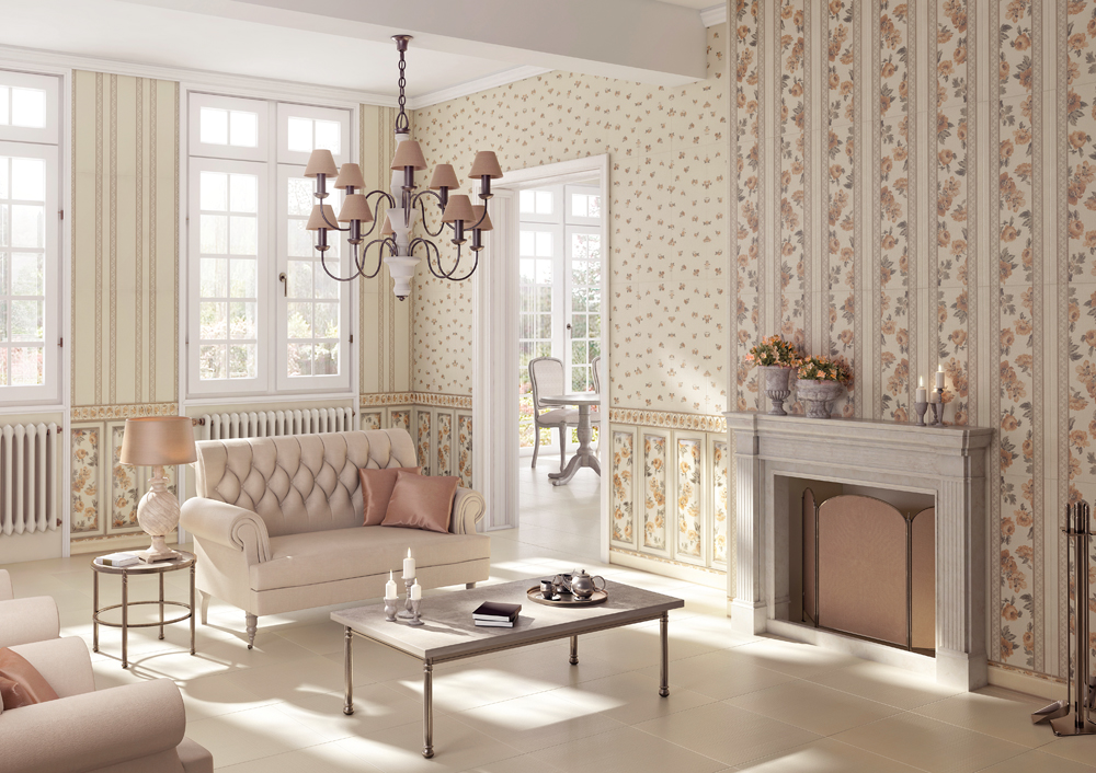 The combination of wallpaper in the Provencal style room