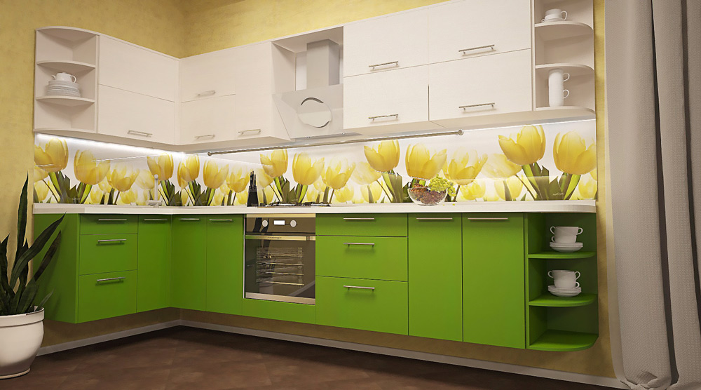 Tạp dề nhà bếp bằng gỗ hoa tulip