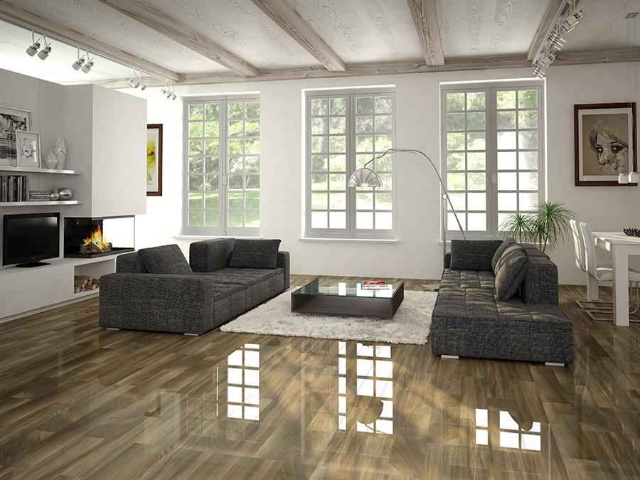 laminate in the living room glossy