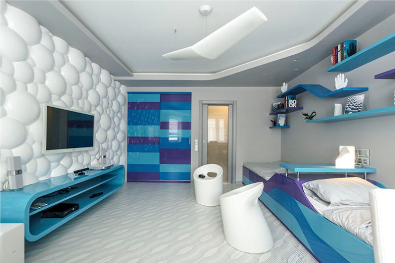 خلفية 3D في غرفة صبي الحديثة
