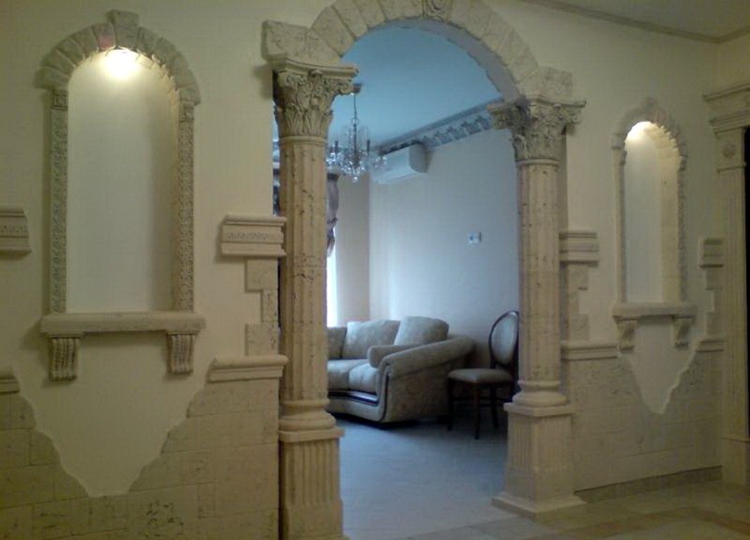decoration of the arch with decorative stone empire