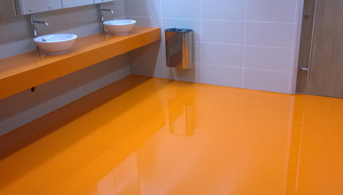 Pavimento sfuso in poliuretano arancione
